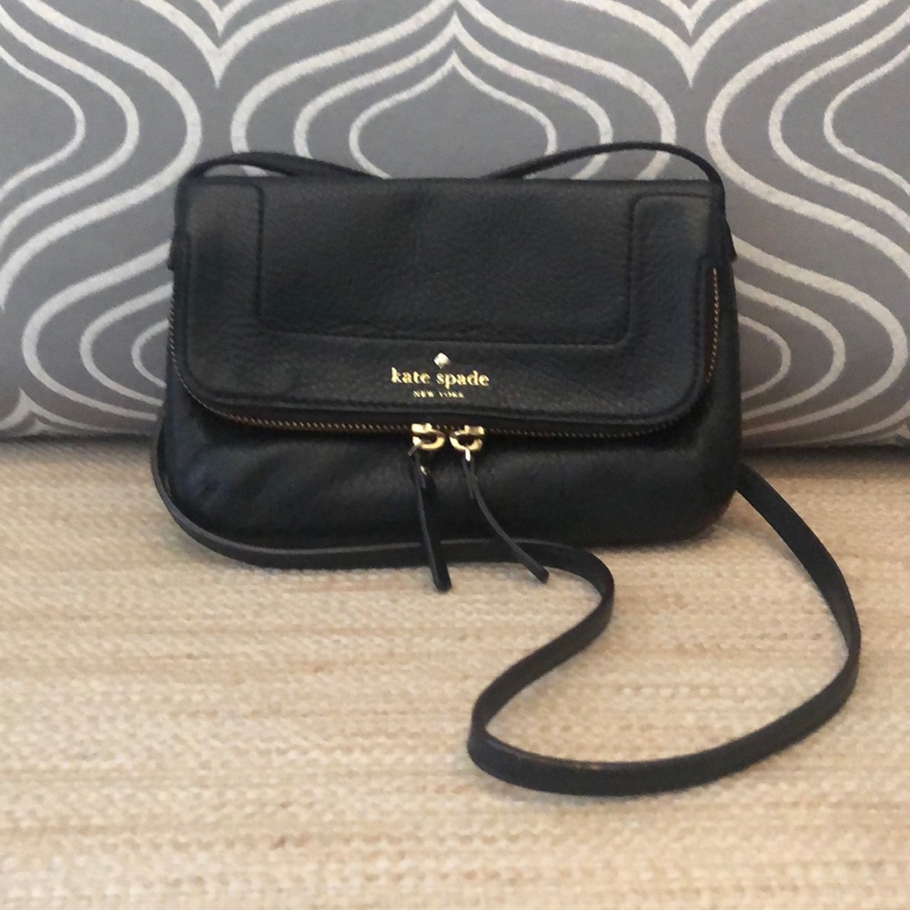 Kate Spade black fold over crossbody bag.